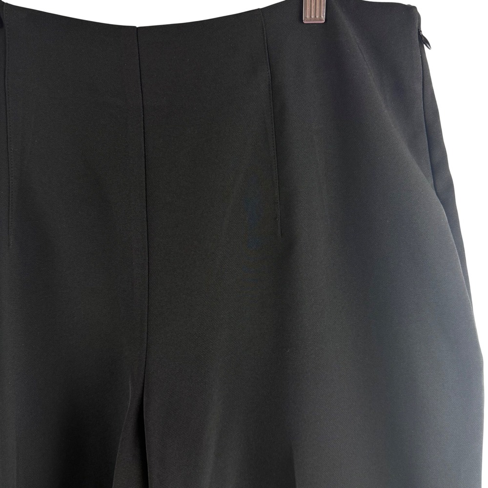 Nine West Wide Leg Pants Women 14 Black High Rise Side Zip Stretch Professional